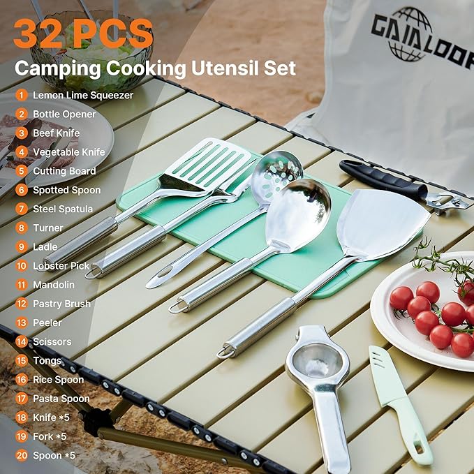 Camping Cooking Utensils Set Grilling Cookware Camp Kitchen Rotating Marshmallow Roasting Sticks