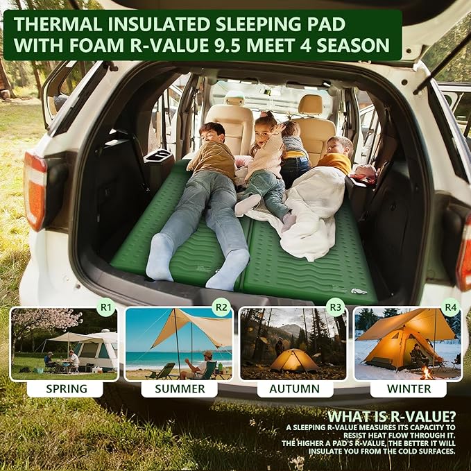 HiiPeak Memory Sleeping Pad, Compact Thick Foam Sleeping Mats with Pillow, 9.5 R-Value Insulated