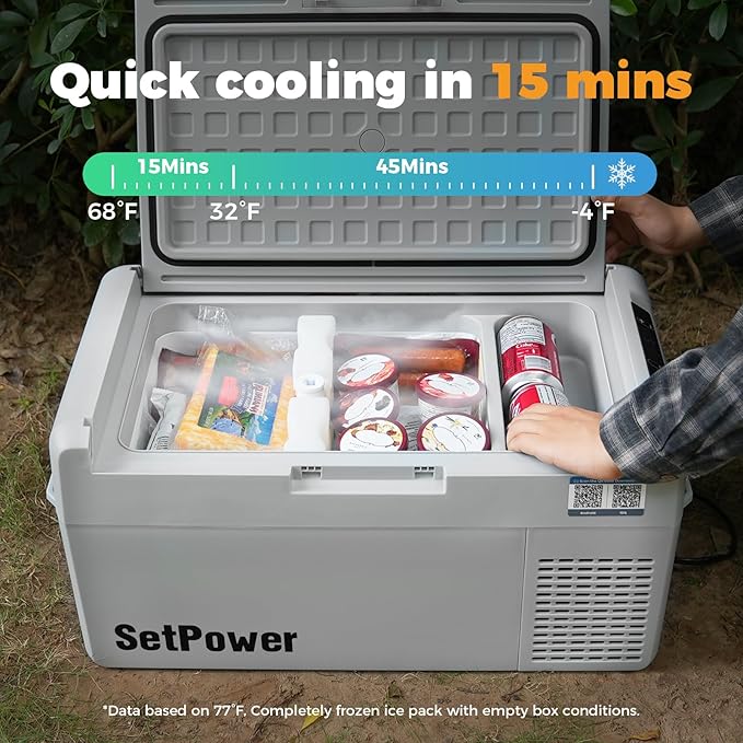 Setpower 12V Refrigerator 50 Hours Backup Cooling 21 Quart 12V Coolers for Vehicles Portable