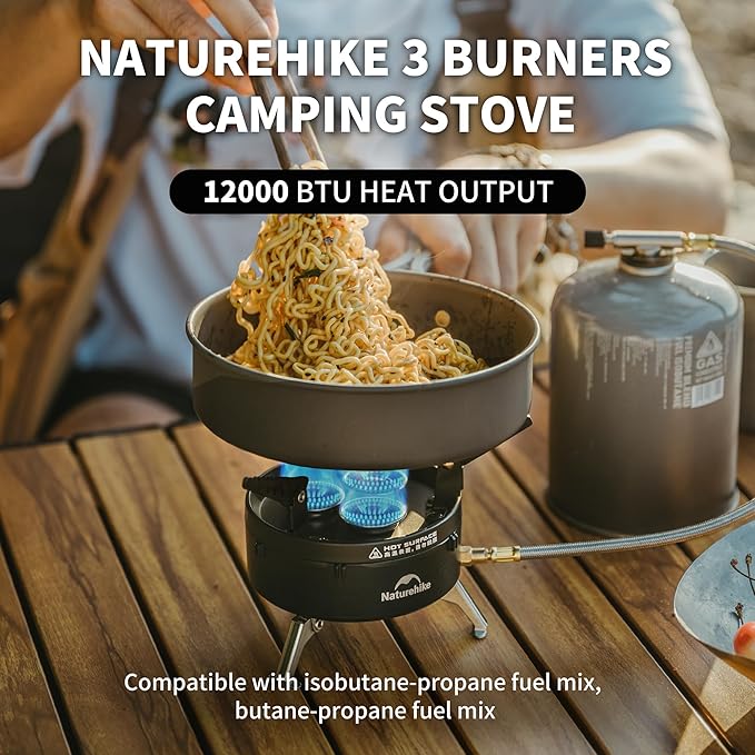Naturehike Camping Gas Stove for IGT Table, Portable Isobutane Stove with Storage Bag & Foldable
