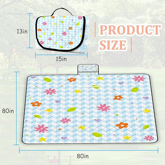 Extra Large Picnic Blanket Waterproof,80"x 80"Foldable Machine Washable Beach Blankets,Outdoor