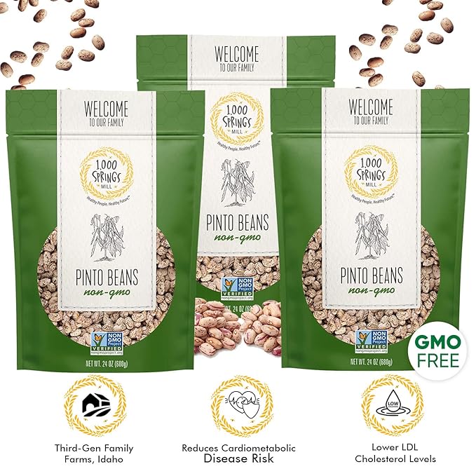 1000 SPRINGS MILL - Non-GMO Pinto Beans | Used for Soups, Stews, Dips, Chili, Burritos, Refried