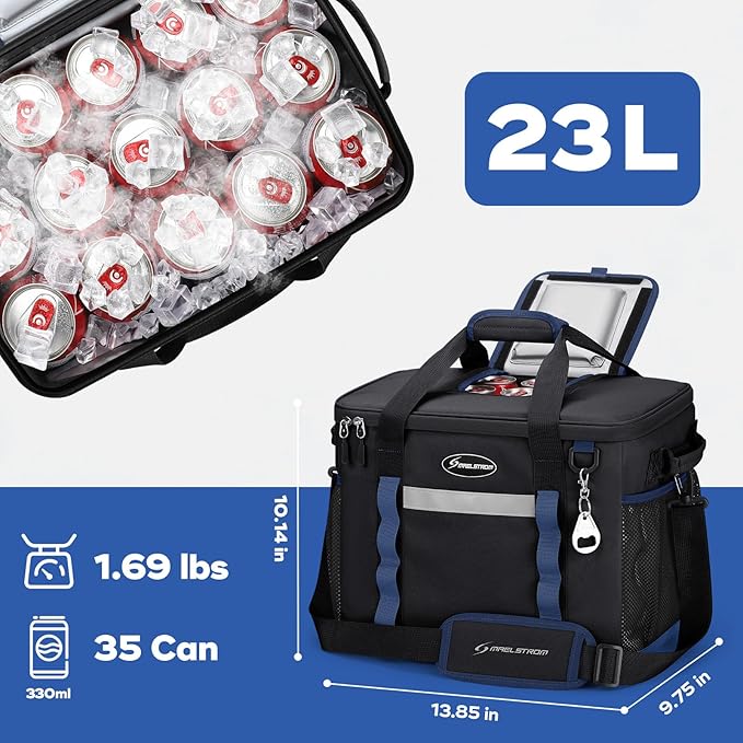 Maelstrom Collapsible Soft Cooler Bag, 24/30/60/75 Cans Beach Cooler, Ice Chest, Leakproof &