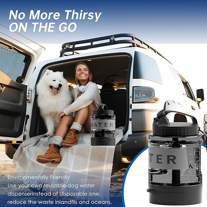 77oz Portable Dog Water Bottle, Camping Essentials, Large Travel Bottle with Pull-Out Drinking