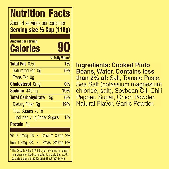 Old El Paso Vegetarian Refried Beans, Meal Prep, Good Source of Fiber, 16 oz (Pack of 12)