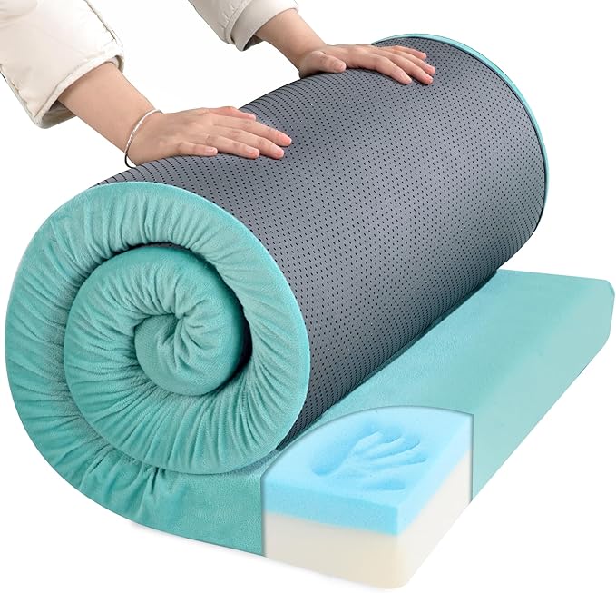 HOMBYS 3 INCH Thick Waterproof Memory Foam Camping Mattress for Outdoor Sleeping, Portable Roll Up