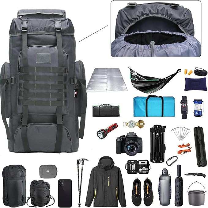 Hiking Backpack for Men 70L/100L Camping Backpack Military Rucksack Molle 3 Days Assault Pack for