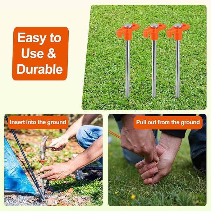30 Pack Tent Stakes Heavy Duty,9.6 Inch Non-Rust Metal Tent Pegs,Ground Stakes Tent Spikes,Camping