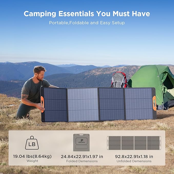 220 Watt Portable Solar Panel for Power Station,Hurricane Preparedness Items,18.6V Foldable Solar