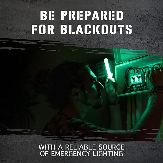 Emergency Glow Sticks with 12 Hours Duration, Individually Wrapped Industrial Grade Glowsticks for