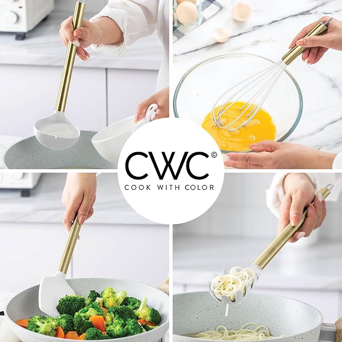 COOK WITH COLOR Silicone Cooking Utensils, Kitchen Utensil Set, Easy to Clean Silicone Kitchen