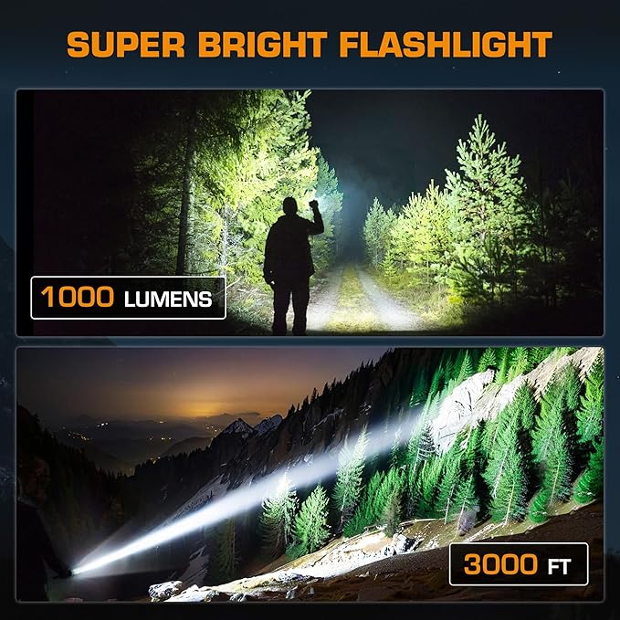EverBrite Rechargeable LED Flashlight 1000 Lumens, 4 Modes Super Bright Zoomable Flash Light with