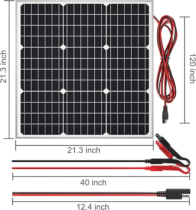 SOLPERK Solar Panel Kit 50W 12V, Solar Battery Trickle Charger Maintainer with Upgrade Waterproof