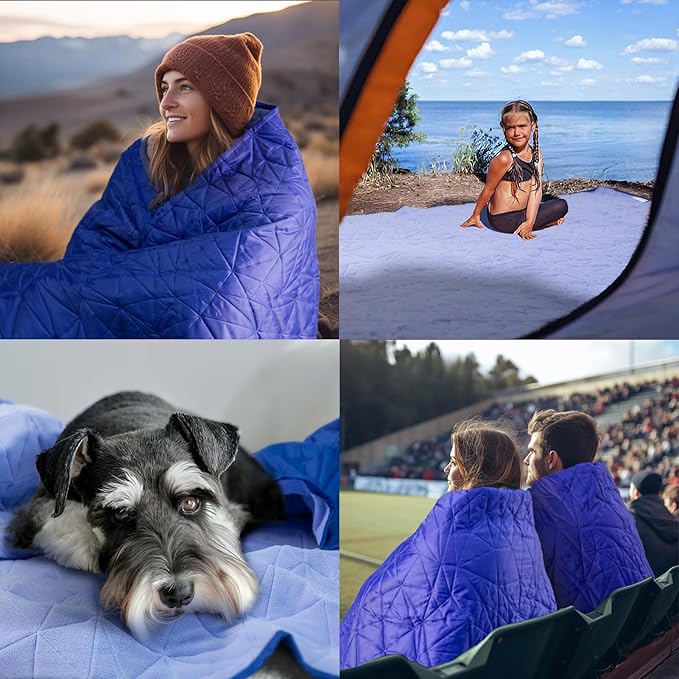 Outdoor Waterproof Blanket, Foldable Fleece Stadium Blanket for Outdoor Sports Event, Camping, Car