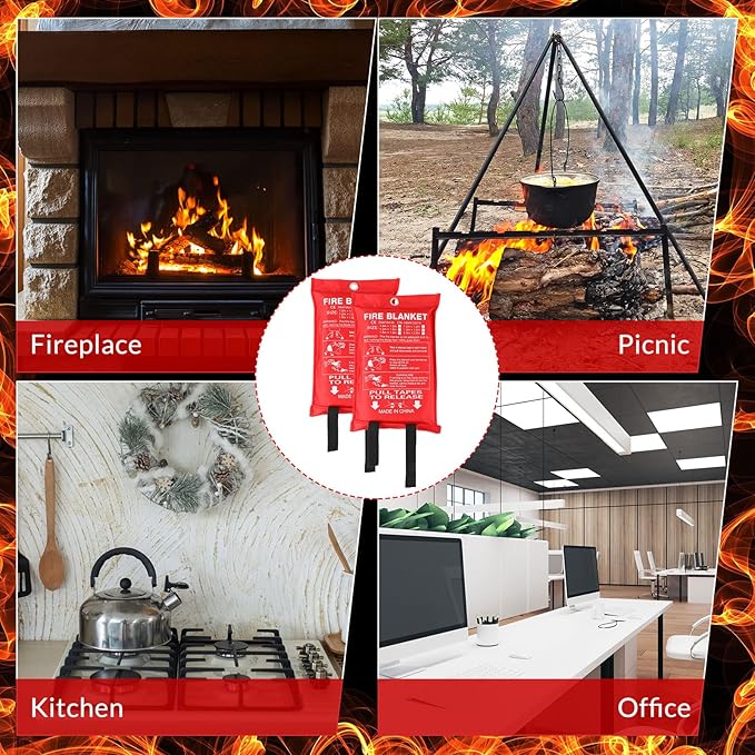Jerify 8 Pack Fire Blanket for Home Emergency Fire Blanket 47 x 47 Inch Kitchen Fire Suppression