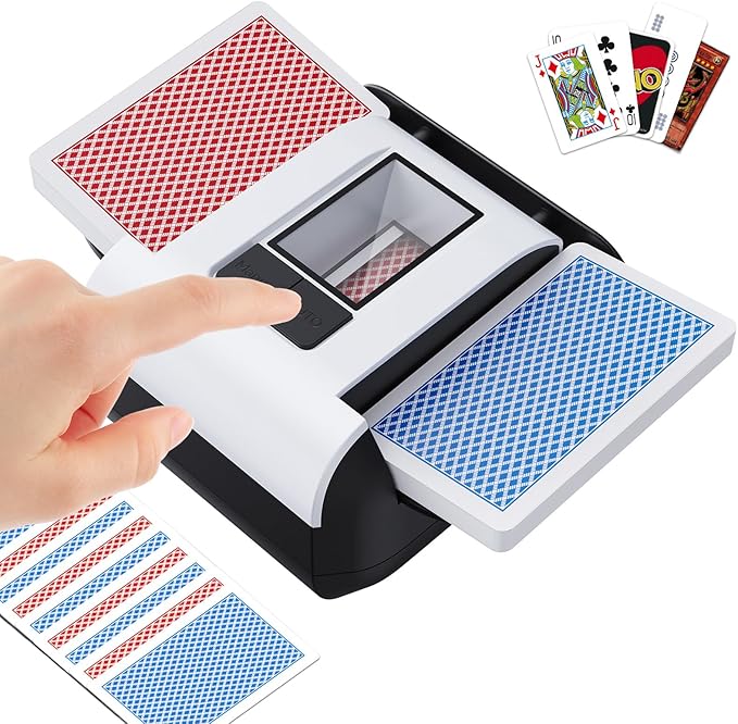Automatic Card Shuffler - One-Press AUTO & Manual Mode, Electric Shuffling Machine for 1-2 Decks