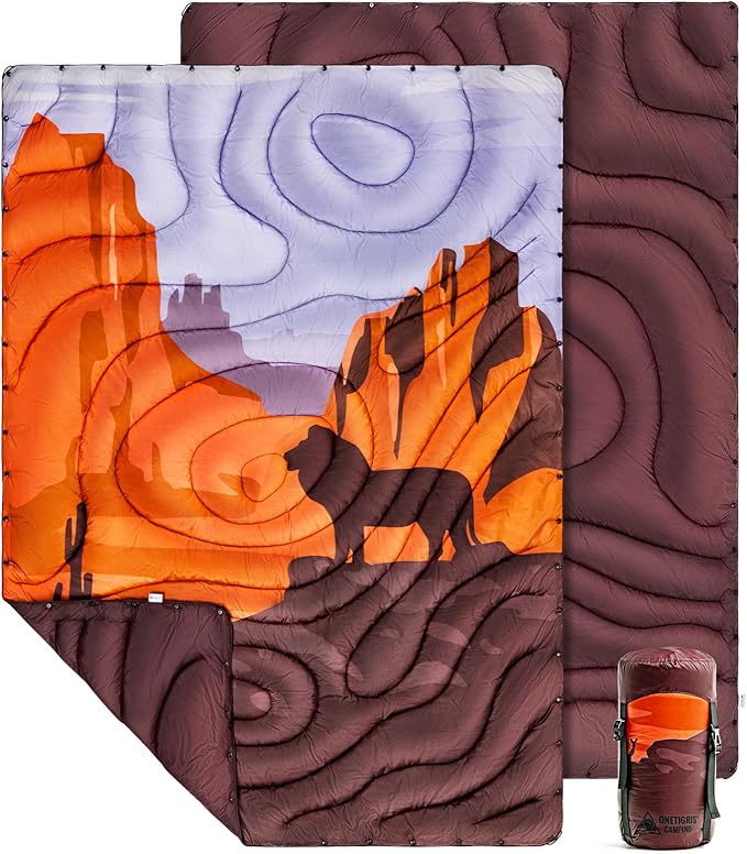 ONETIGRIS Camping Blanket,Wearable Outdoor Quilt with Recycled Thermal Insulation, Convertible to