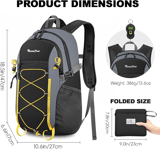 Seektop 20L Foldable Waterproof Hiking Backpack, Ultralight Small Lightweight Daypack Packable