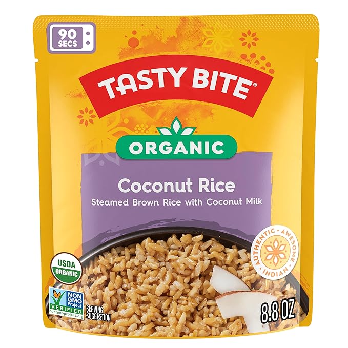 Tasty Bite Organic Coconut Rice, 8.8 Ounce, Pack of 6, Ready to Eat, Microwavable, Vegan