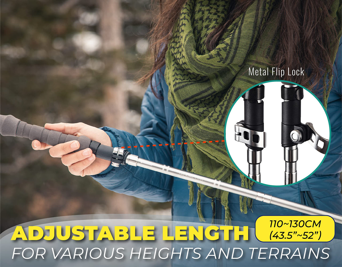 TREKOLOGY Trek-Z Cork Grip Trekking Poles – Lightweight Folding Hiking Poles, Adjustable Height