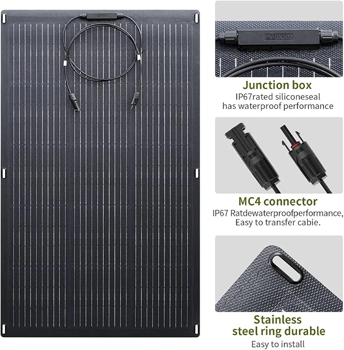 ALLPOWERS 100W Portable Solar Panel, SF100 Flexible Solar Panel, 24V Monocrystalline Solar Kit, 25%