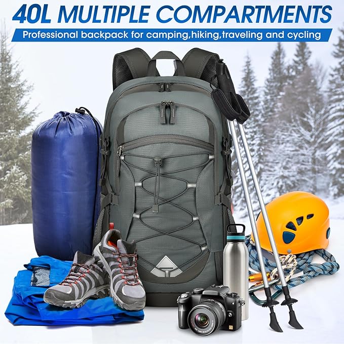 IGOLUMON Hiking Backpack 40L Packable Lightweight Camping Backpack Men Women Waterproof Hiking