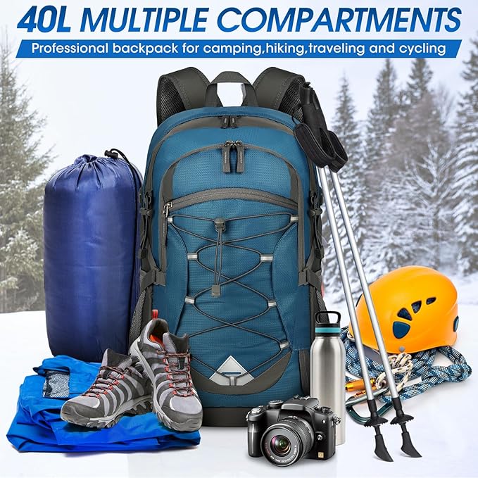 IGOLUMON Hiking Backpack 40L Packable Lightweight Camping Backpack Men Women Waterproof Hiking