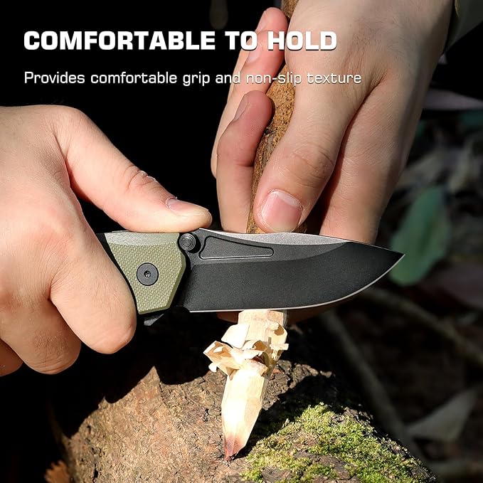 EDC Pocket Knife Rhino,3" D2 Steel Blade Durable G10 Handle, Folding Pocket Knives with Reversible