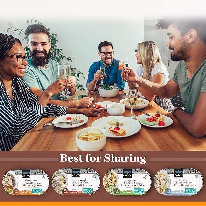 COLE’S Open & Eat Meals Variety Pack | 5.6 oz Hand-Packed Smoked Salmon & Trout with Quinoa &