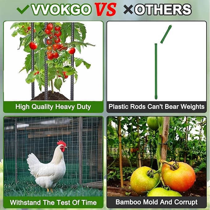 VVOKGO Rebar Stakes 48 Inch 16-Pack Concrete Form Stakes Heavy Duty Straight Ground Anchors, 3/8"