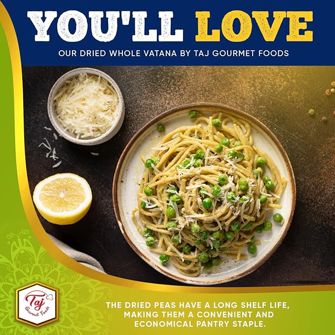 TAJ Green Peas Whole, 4-Pounds, Dried Whole Vatana Matar, Marrowfat Peas