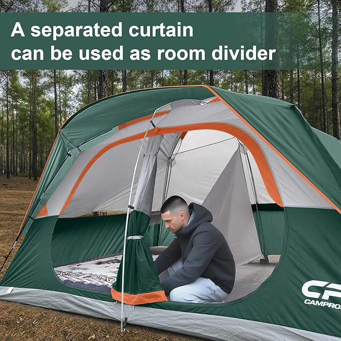 CAMPROS CP Tent 8 Person Camping Tents, Waterproof Windproof Family Tent with Top Rainfly, Large