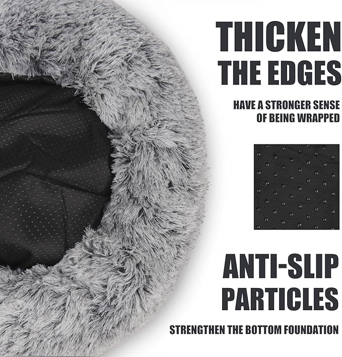 ShinHye Cat Bed Round Plush Fluffy Hooded Cat Bed Cave, Cozy for Indoor Cats or Small Dog beds