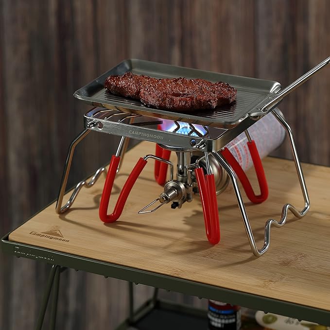 CAMPINGMOON Portable Folding Camping Campfire Grill over Fire Split Stoves 304 Stainless Steel