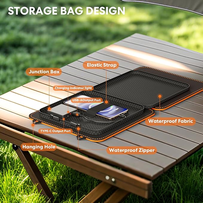 Solar Panels 10W Portable Foldable Solar Charger with 5V USB-A and USB-C Fast Charging Compatible
