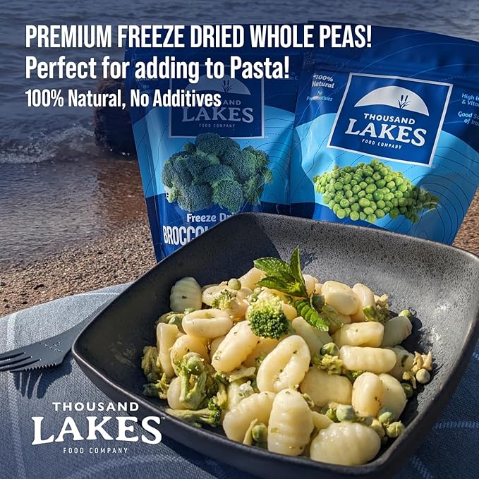 Thousand Lakes Freeze Dried Vegetables - Whole Peas 2-pack 3.5 ounces (7.0 ounces total) | No Salt