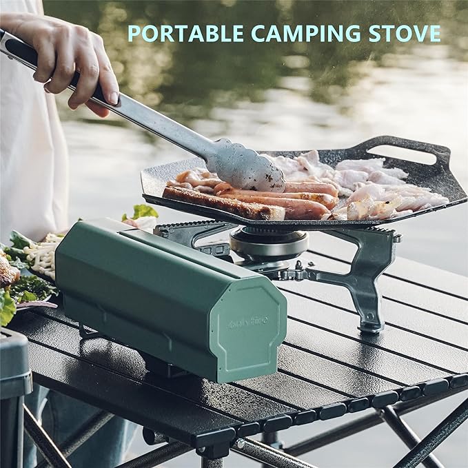 ONLYFIRE OUTDOOR LIVING Foldable Camping Stove with Storage Bag, Portable Butane Stove with Bottle