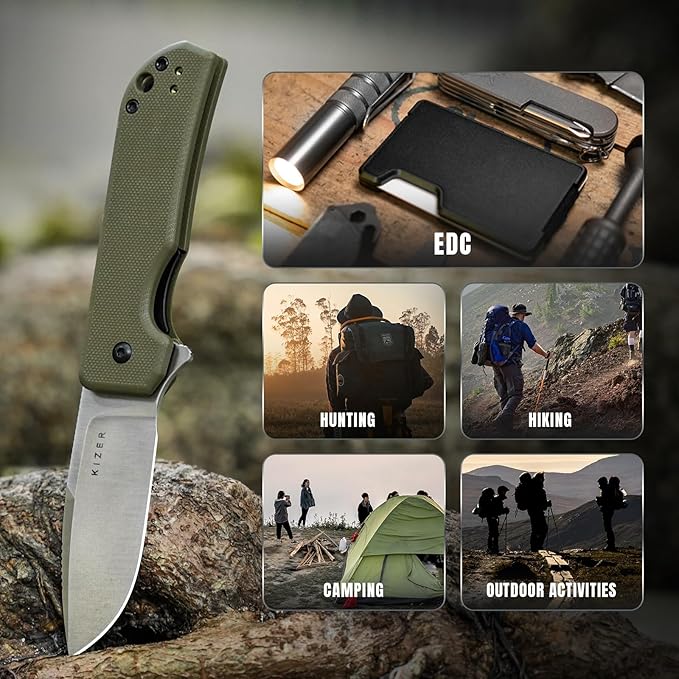 Kizer Nice Guy Pocket Folding Knife, 2.84??D2 Steel Blade knives, G10 Handle Small EDC Knife, Liner