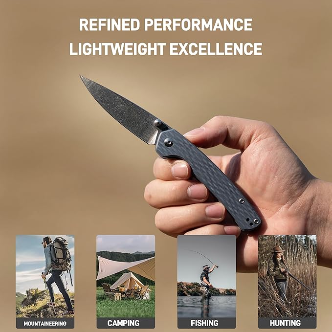 CJRB Kain Pocket Knife for Men, 2.95'' AR-RPM9 Steel Blade G10 Handle Folding Knife with Pocket