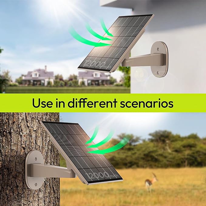 8W Solar Panel for Trail Camera with Build-in 72Wh Rechargeable Battery, Comes with 360°Adjustable