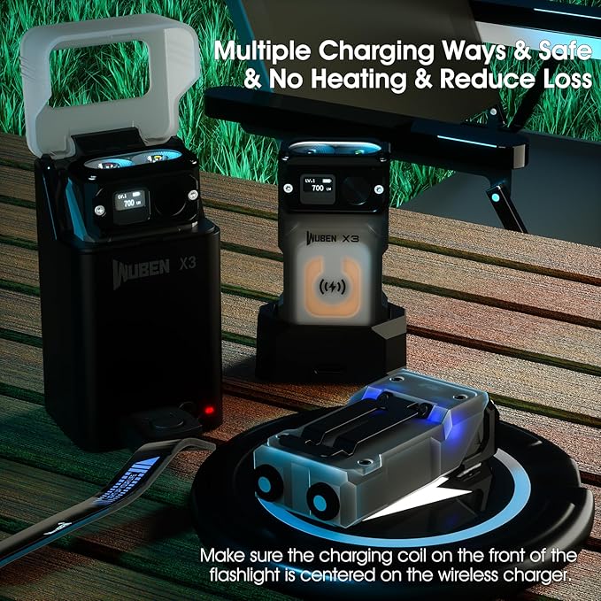 WUBEN X3 Mini Flashlight with Rechargeable Charging Box 180 Degree EDC Keychain Flashlight Twist