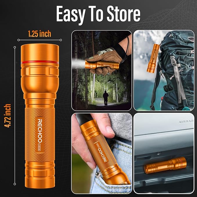 Rechargeable Flashlights High Lumens, G1000 Super Bright Flash Light 2 Pack, Small Zoomable LED