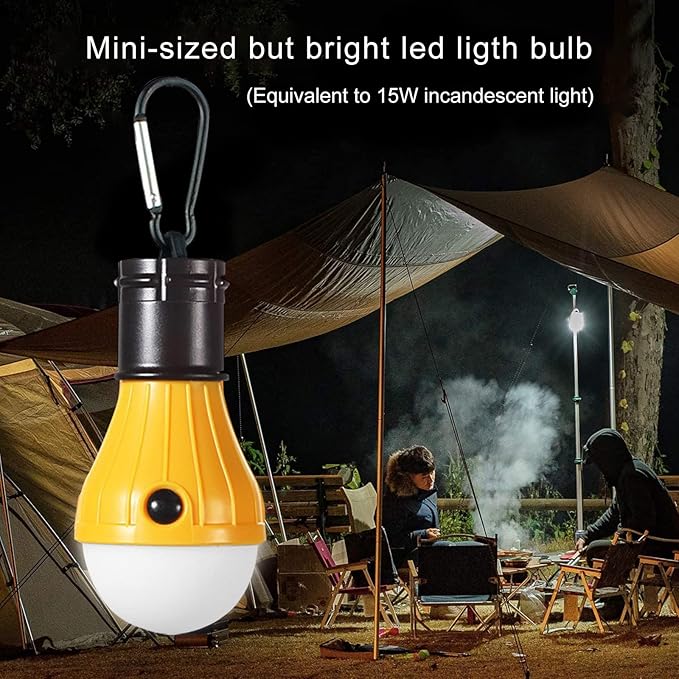 LED Camping Tent Lantern, Portable Outdoor Waterproof Emergency Light Bulb, Battery Powered with