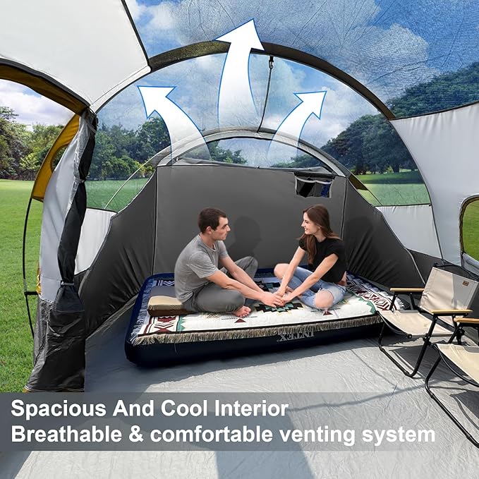 CAMPROS CP Tent 12-Person-Camping-Tents,3 Room Family Tents,Waterproof Windproof Family Tent with