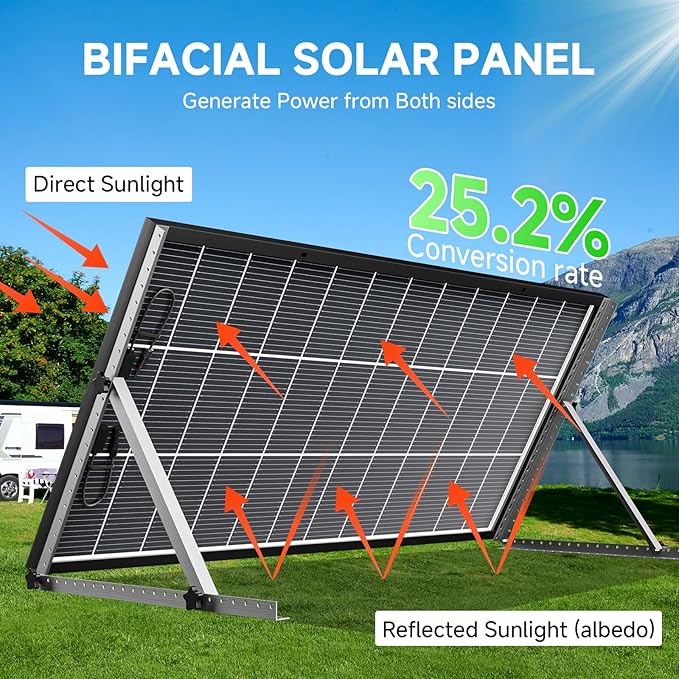 Bifacial 800 Watt Solar Panels 200 Watt Solar Panel 4 Pack 18BB Monocrystalline A+ Cell