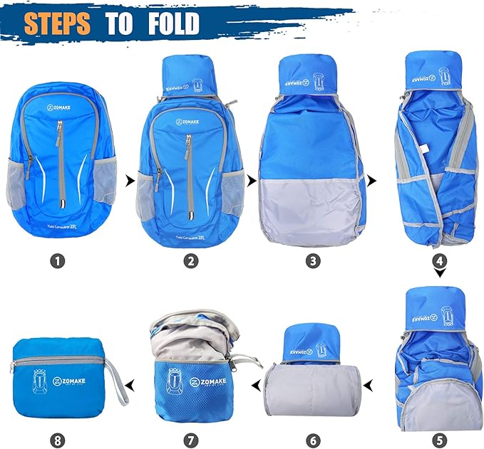 ZOMAKE Ultra Lightweight Packable Backpack 25L, Foldable Hiking Backpacks Water Resistant Small
