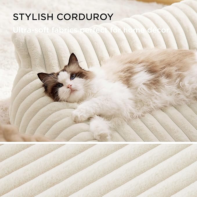 Bedsure Cute Cat Couch for Pets - Fluffy Dog Bed Small Medium Size Dog with Premium Soft Corduroy