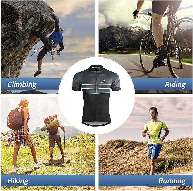 LAMEDA Men's Cycling Jersey Breathable Lightweight Bike Jersey Short Sleeve Quick Dry Moisture