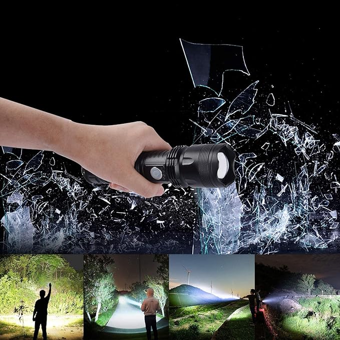 Rechargeable Flashlights High Lumens, 90000 Lumens Super Bright LED Flash Light, 5 Modes, IPX5