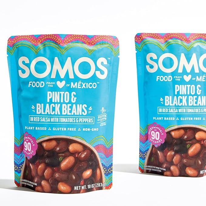 SOMOS Pinto & Black Beans - Gluten Free, Non-GMO, Vegan Ready-to-Eat Microwavable Meals